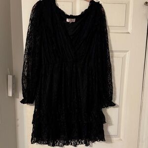 Elegant Black Lace Midi Dress